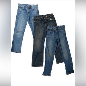 3 Boys Size 10 Children’s Place Denim Pants and a M green plaid fleece pants